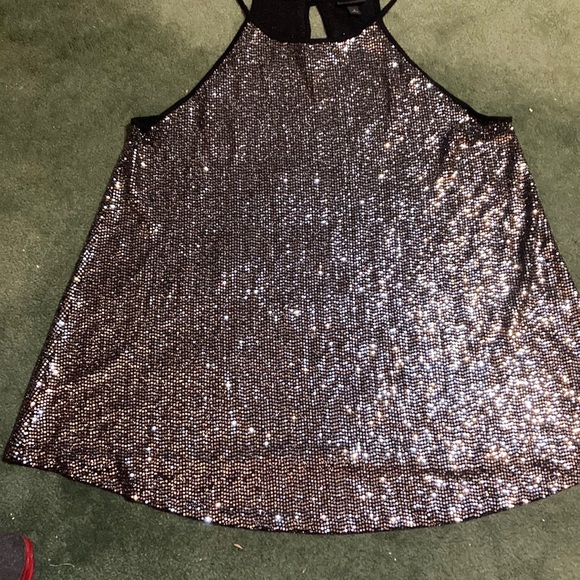 Torrid size 1 high neck black silver sequin tank glitter sparkle - Picture 10 of 10